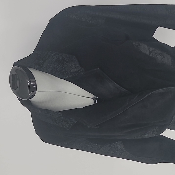 Wilson's Leather Jacket Black Suede With Paisley Print #4 - Picture 4 of 11